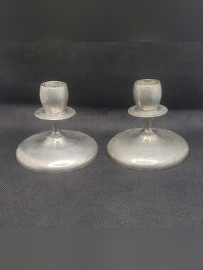 Vintage Pair Of Genuine Pewter 3" Candlestick Holders